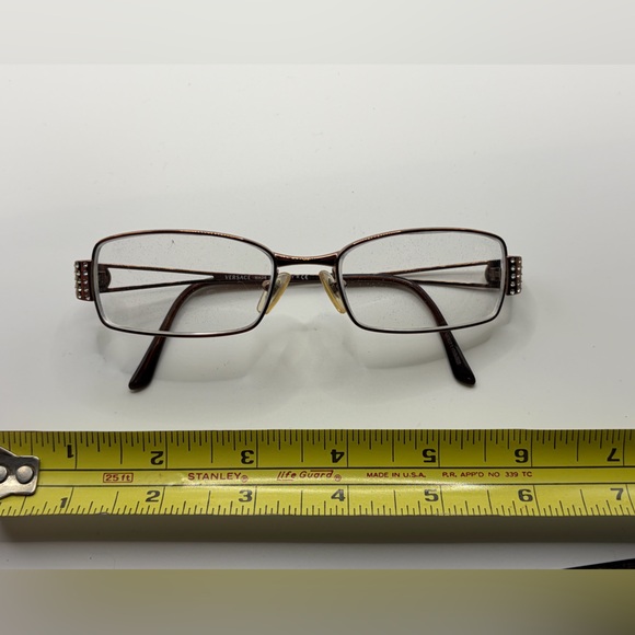 Rectangular Metal Reading Glasses in Brown and Gold - Picture 6 of 7